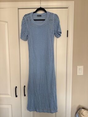 Light Blue Open-Knit Maxi Dress by Banana Republic